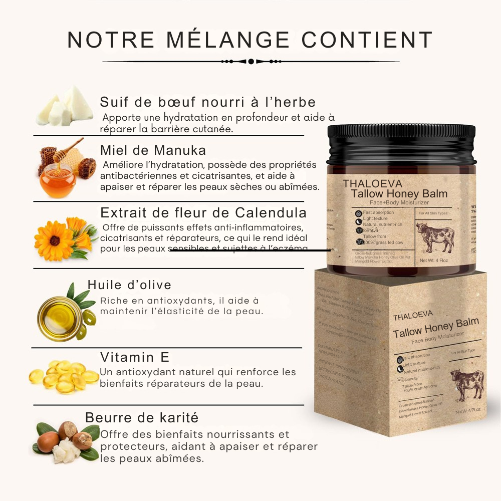TALLOW suif de bœuf Baume Nourrissant Visage & Corps – Tallow & Miel – Thalovéa