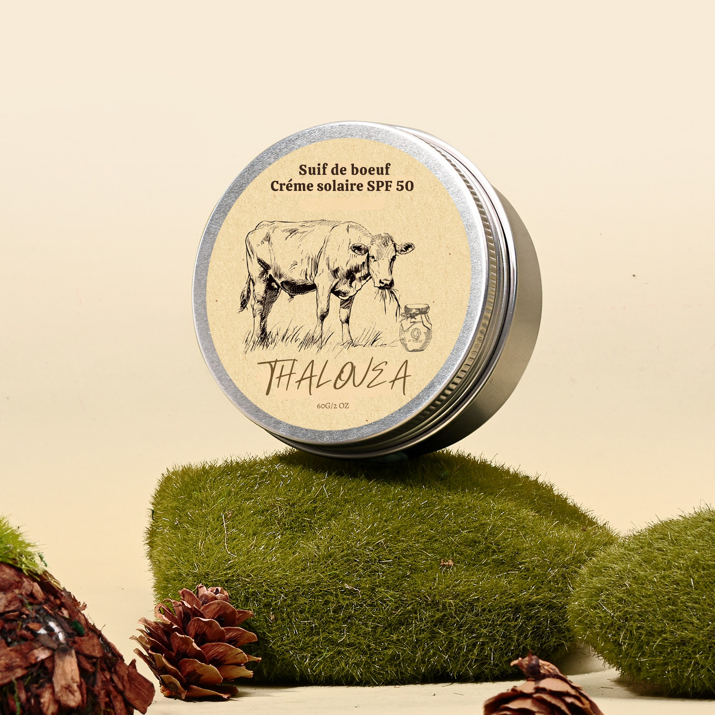 TALLOW Suif de boeuf - Crème Solaire Naturelle Tallow & Miel – SPF 50 – Thalovéa